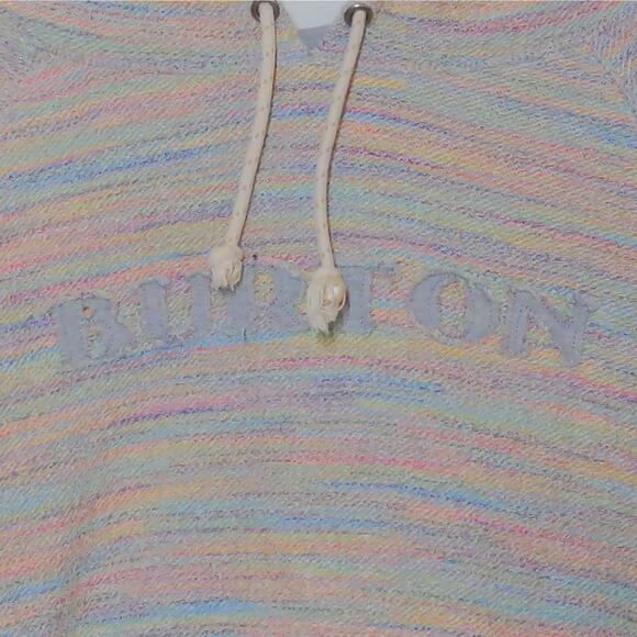Burton Womens Hoodie Sweatshirt Blue Multicolor Rainbow Long Sleeve Drawstring M - Picture 3 of 11